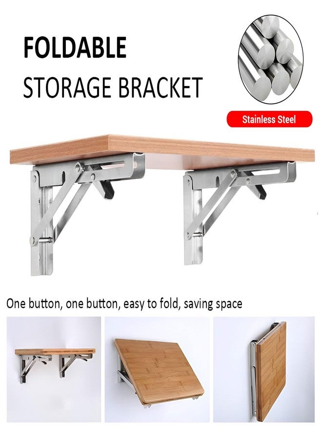 Volo Premium 200mm/ 8" Foldable Stainless Steel Multipurpose Bracket, Shelf Bracket, l Bracket, Wall Brackets, Wall Angle Bracket, Folding Table Bracket with Fittings for fold Down Table. - Image 4